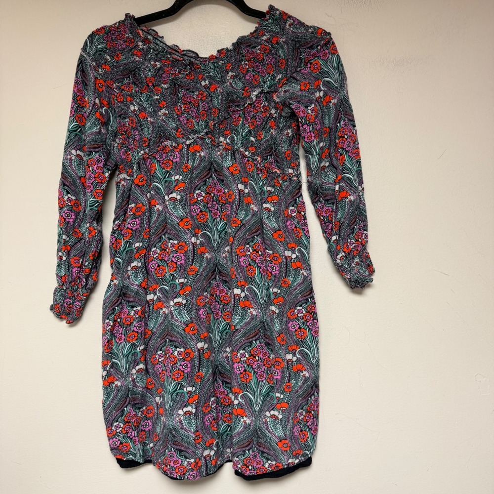 Ella Moon Paisley Floral Smocked Mini Dress Women‎ XS Multicolor Excellent Boho
